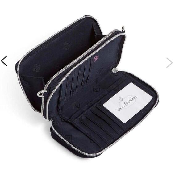 Vera Bradley navy quilted All In One RFID cross body purse - Picture 2 of 11